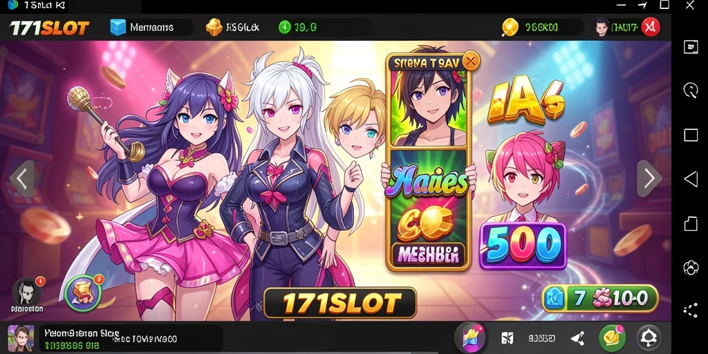 Screenshot gameplay 171SLOT menampilkan karakter Anime yang menarik.