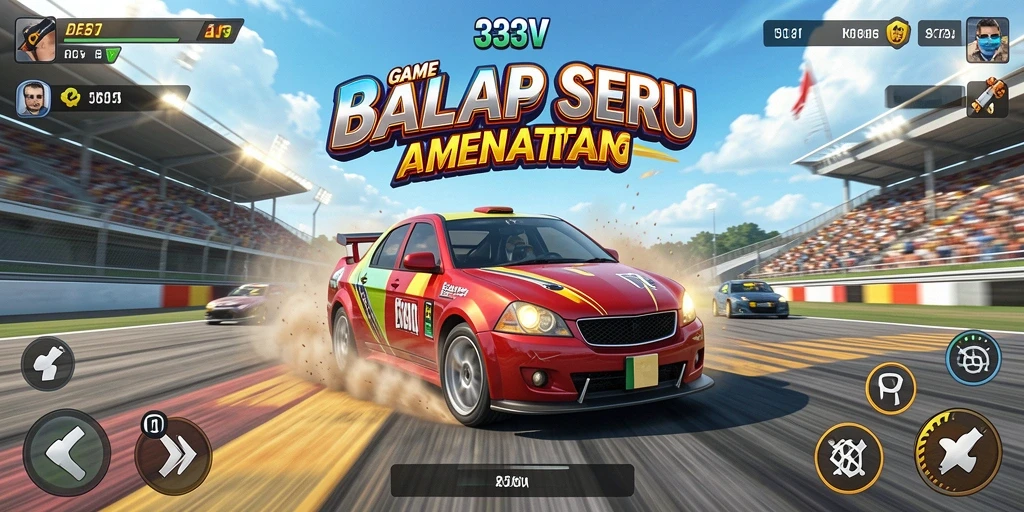 Gameplay 333V menunjukkan balapan seru di lintasan yang menantang.