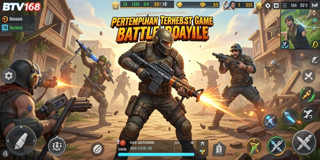 Tangkapan layar BTV168 menampilkan aksi seru dalam game Battle Royale.