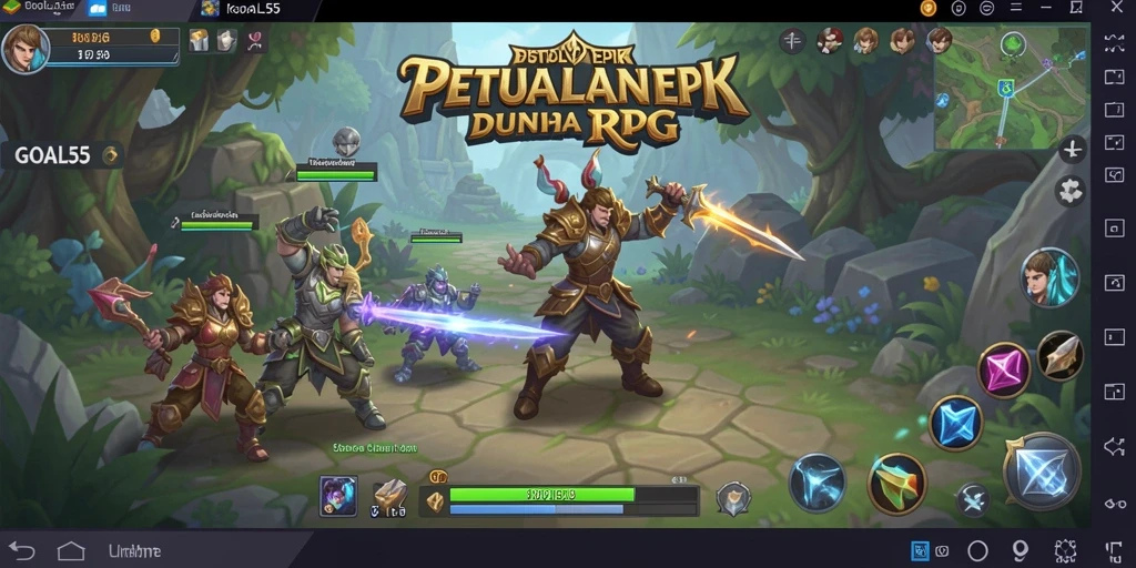 Tampilan gameplay RPG GOAL55 yang seru dan mendebarkan.