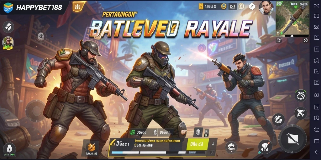 Screenshot menampilkan aksi seru dalam game Battle Royale