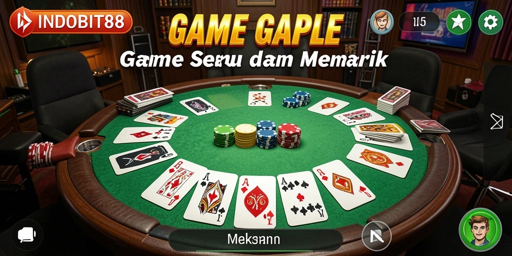 Screenshot gameplay INDOBIT88 menampilkan keseruan bermain Gaple.