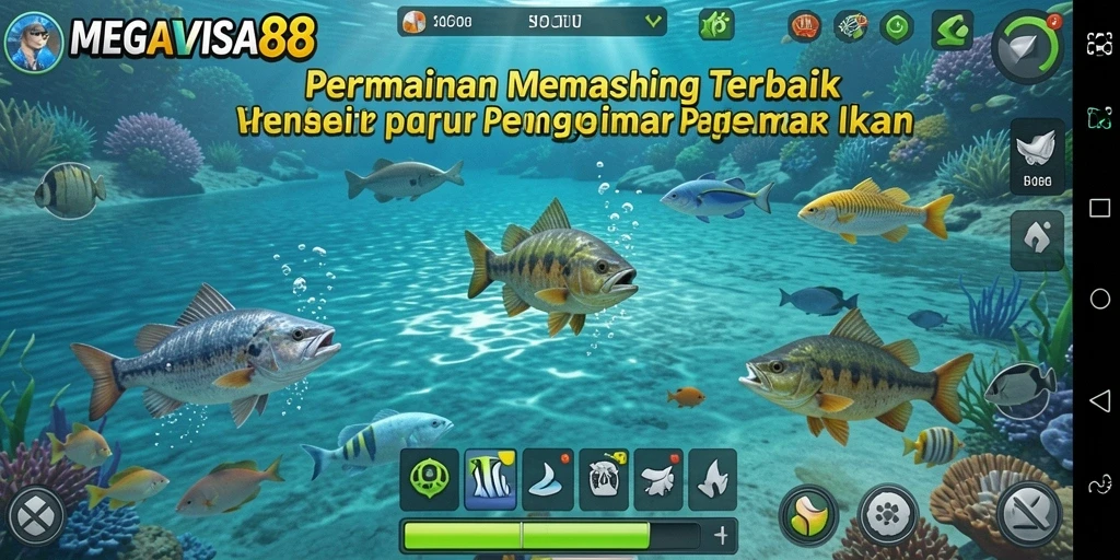 Tampilan menarik dari gameplay MEGAVISA88 saat menangkap ikan.