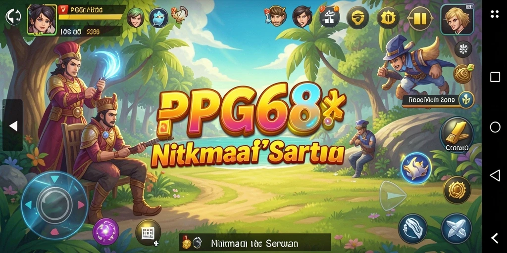 Tampilan gameplay PGG68 dengan grafis cerah dan karakter menarik.