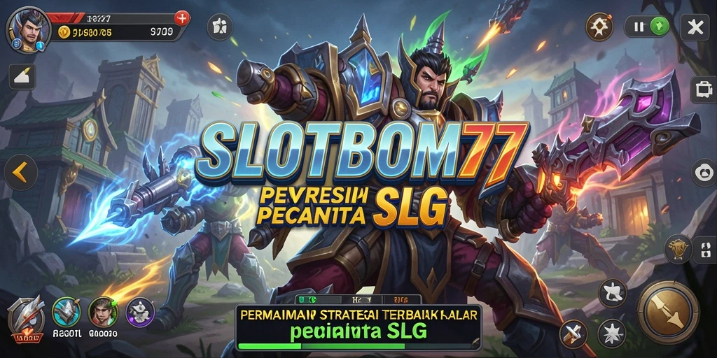 Screenshot gameplay SLOTBOM77 menunjukkan pertempuran strategi yang intens.